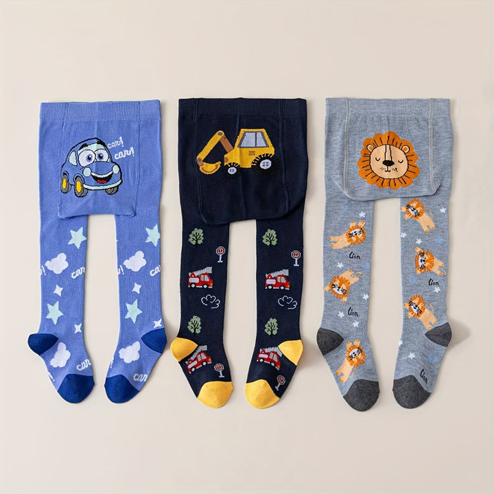 Kit com 3 Meias Calças Infantil Térmica com Estampa de Animais