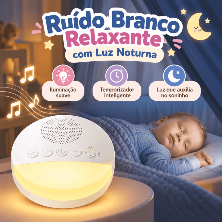 Máquina de Ruído Branco para Bebê – Sons Relaxantes + Luz Noturna