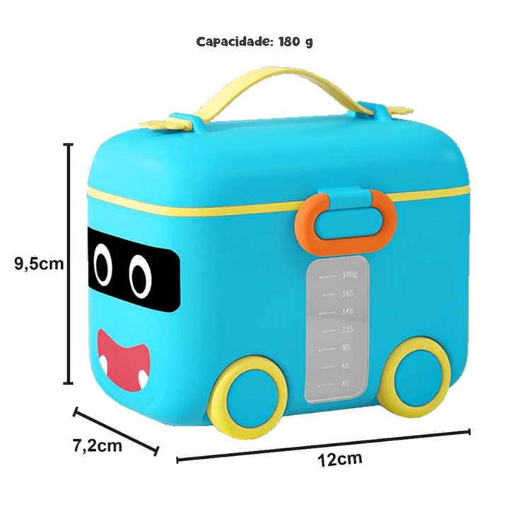 Porta Leite em Pó Carrinho BabyBox 180g – Dosador + Vedação Segura