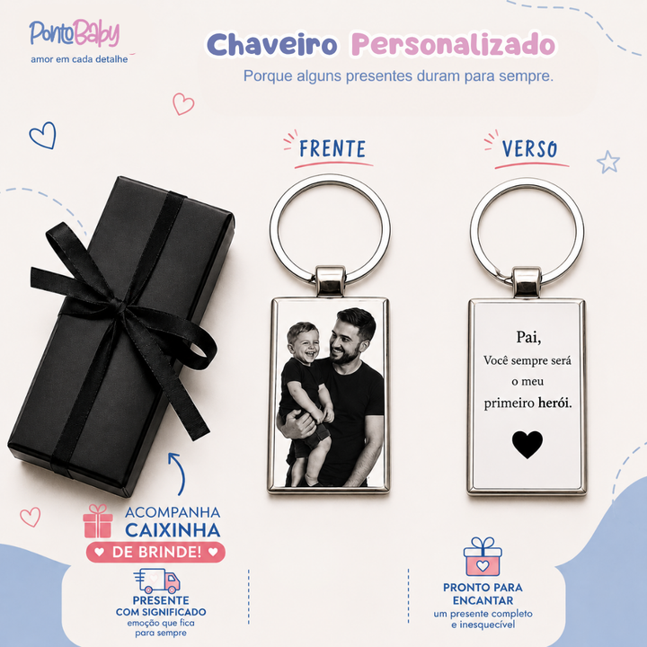 Chaveiro Personalizado com Foto | Presente Criativo para o Dia dos Pais