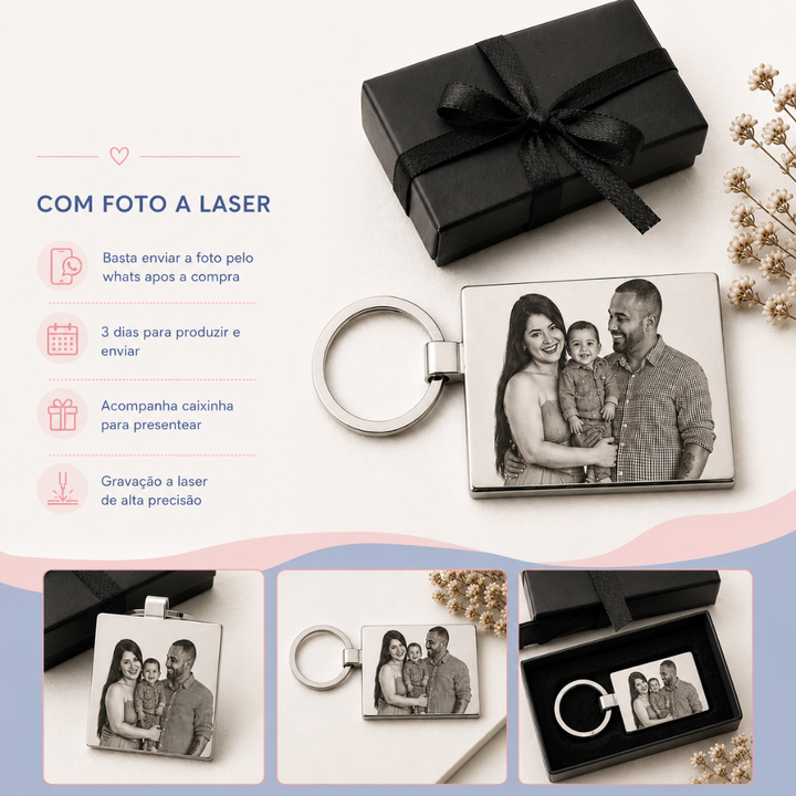 Chaveiro Personalizado com Foto | Presente Criativo para o Dia dos Pais