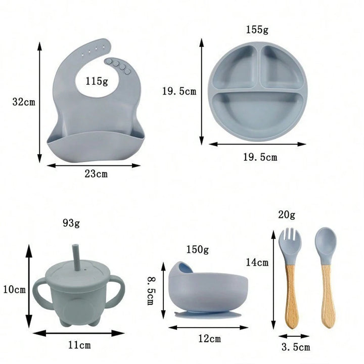 Kit Alimentação  - 8 Peças de Silicone para Bebês 