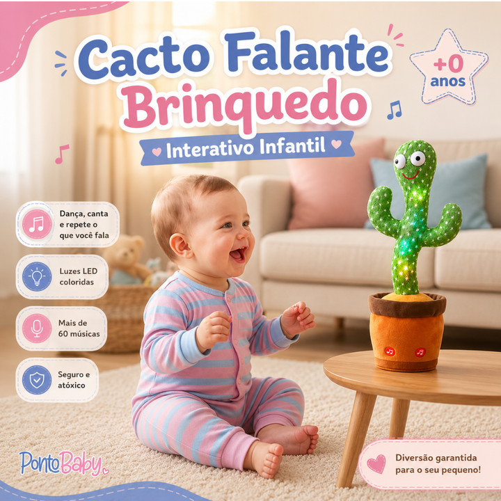 Cacto Falante Dançante Interativo com Luz LED