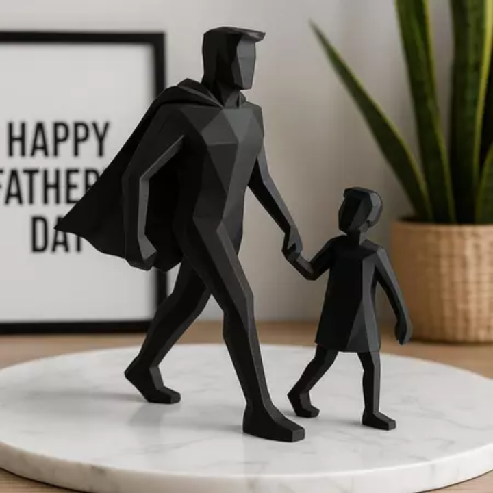 Escultura Decorativa Pai & Filhos | O Primeiro Herói da Vida
