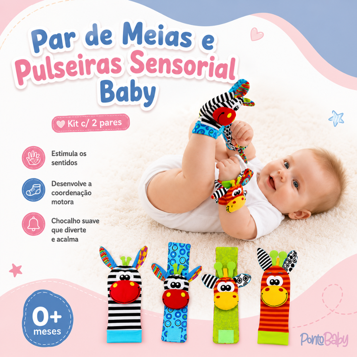 Par de Meias e Pulseiras Sensorial Baby - Kit c/ 2 pares
