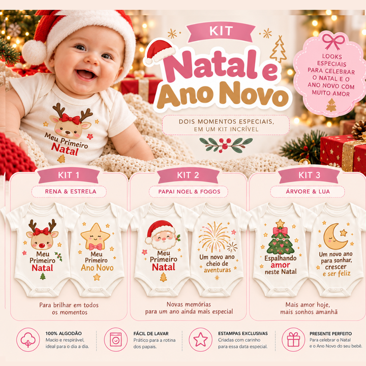 Kit Natal e Ano Novo – 2 Bodies Infantis