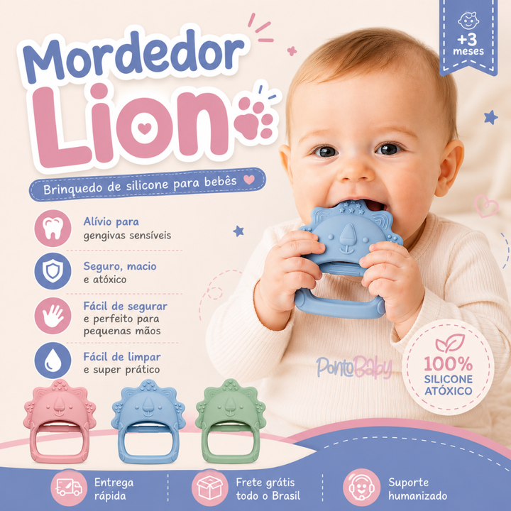 Mordedor Lion Brinquedo De Silicone Para Bebês