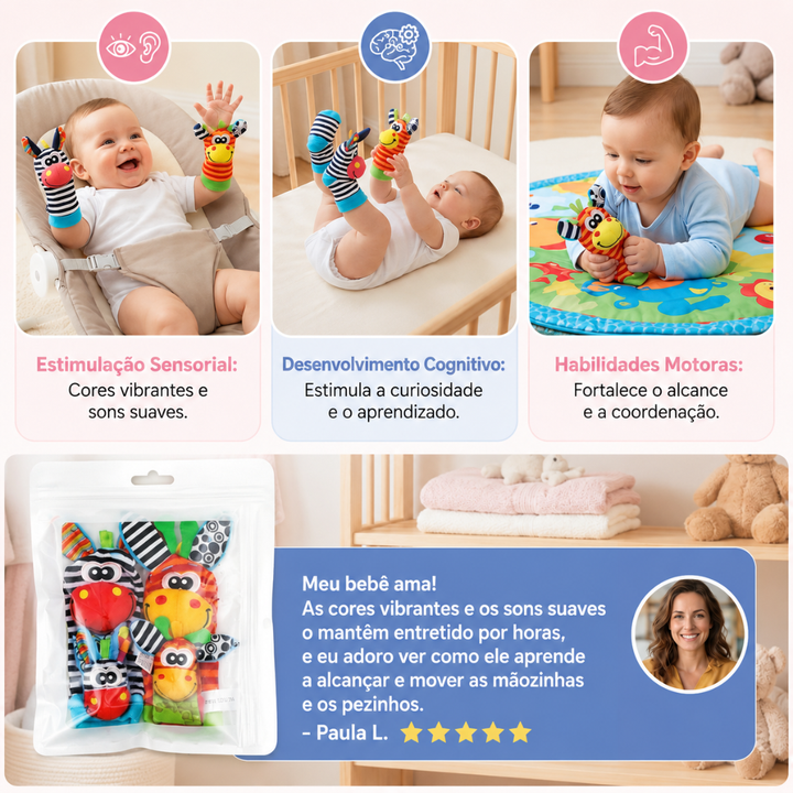 Par de Meias e Pulseiras Sensorial Baby - Kit c/ 2 pares