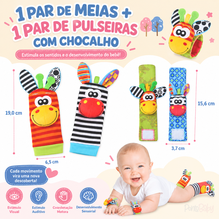 Par de Meias e Pulseiras Sensorial Baby - Kit c/ 1 par de Meias e 1 par Pulseiras