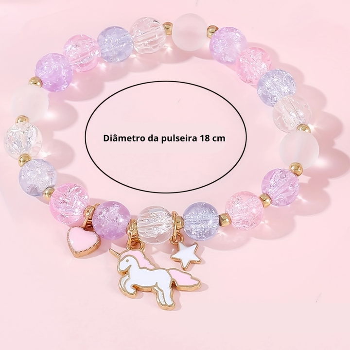 Relógio Rosa College™ + Pulseiras para meninas com Luzes