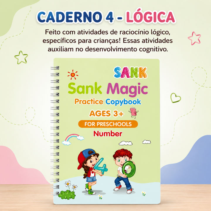 Cadernos de Caligrafia Mágicos - KIT com 4