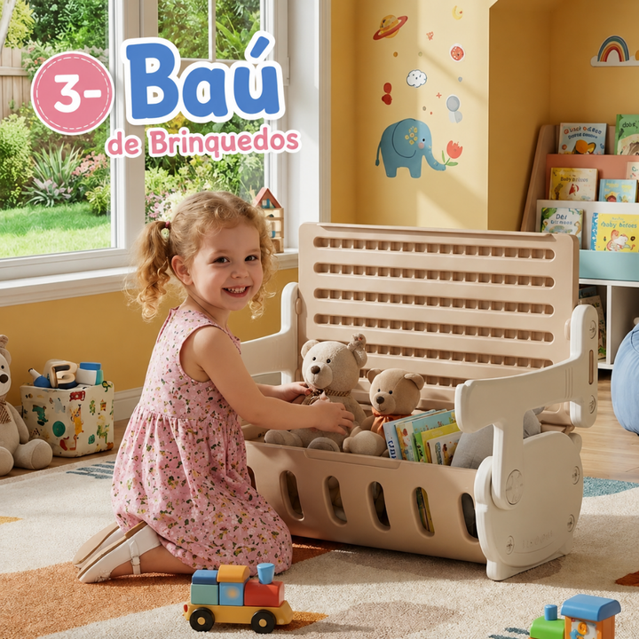 Mesa Infantil 3 em 1 Play Table | Mesa de Atividades, Banco e Baú Organizador