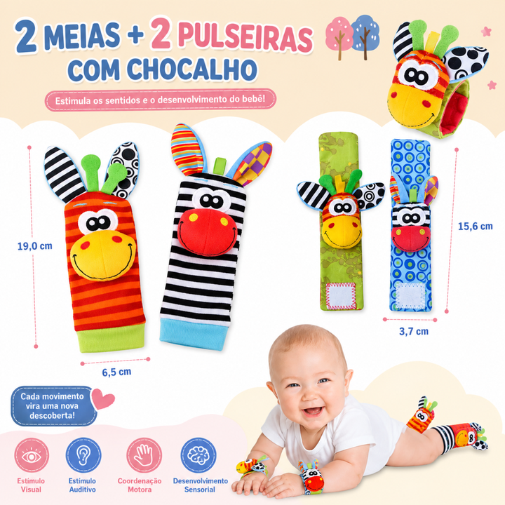 Par de Meias e Pulseiras Sensorial Baby - Kit c/ 2 pares