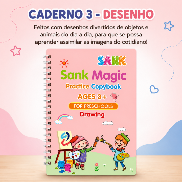 Cadernos de Caligrafia Mágicos - KIT com 4
