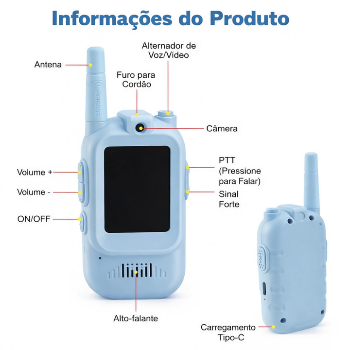 KidTalkie Pro – Comunicador Infantil Interativo com Tela | 2 unidades