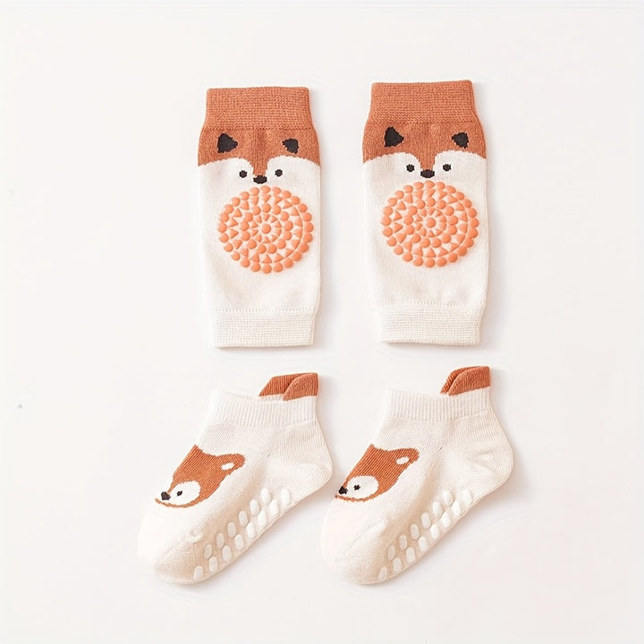 Kit Meias + Joelheiras BabyWalk – Antiderrapantes e Confortáveis