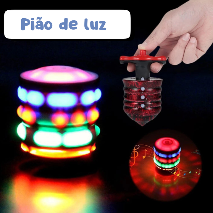 Pião Mágico Musical - Luz, Som e Diversão em um só brinquedo!