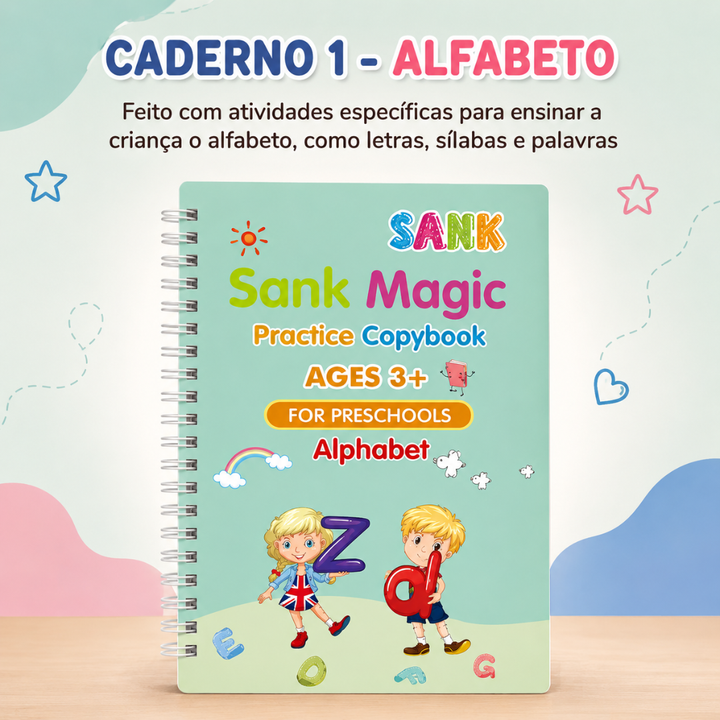 Cadernos de Caligrafia Mágicos - KIT com 4