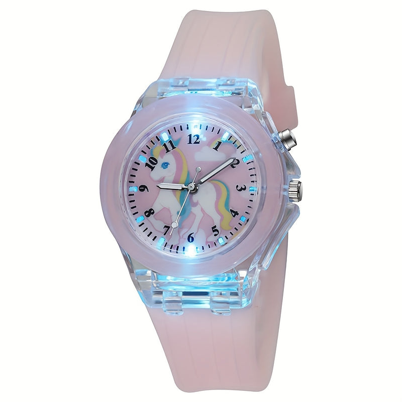 Relógio Rosa College™ + Pulseiras para meninas com Luzes