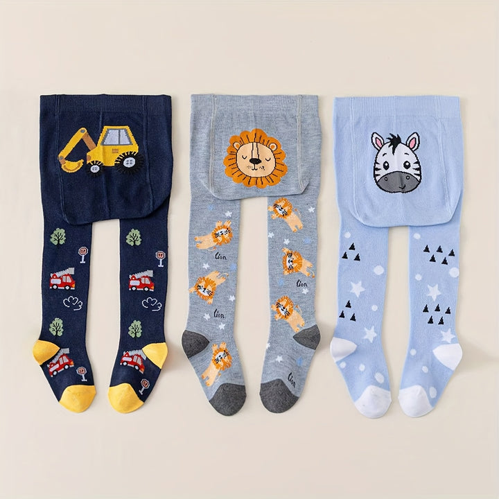 Kit com 3 Meias Calças Infantil Térmica com Estampa de Animais