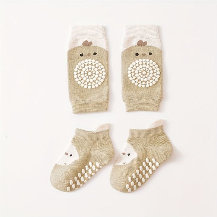 Kit Meias + Joelheiras BabyWalk – Antiderrapantes e Confortáveis