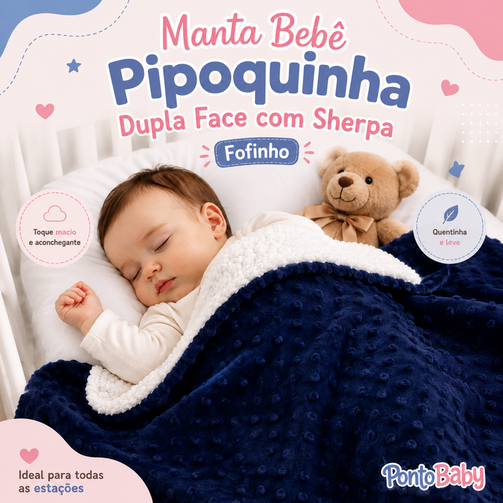 Cobertor Luxo Dupla Face para Bebê | Manta Sherpa Macia e Quentinha 100x75cm