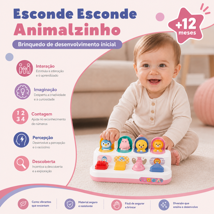 Esconde-Esconde Animalzinho | Brinquedo Desenvolvimento Inicial