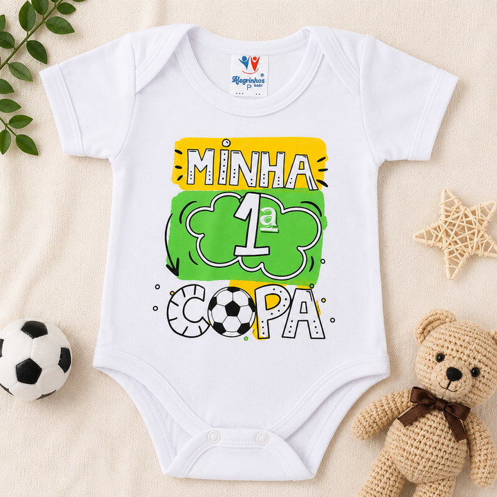 Body Bebê Infantil Estampado – Minha Primeira Copa