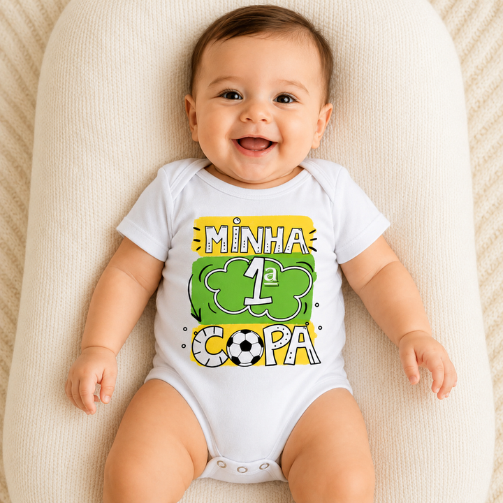 Body Bebê Infantil Estampado – Minha Primeira Copa