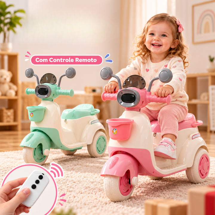 Moto Elétrica Infantil com Controle Remoto, Luzes e Músicas – 6V | Suporta: Até 30KG