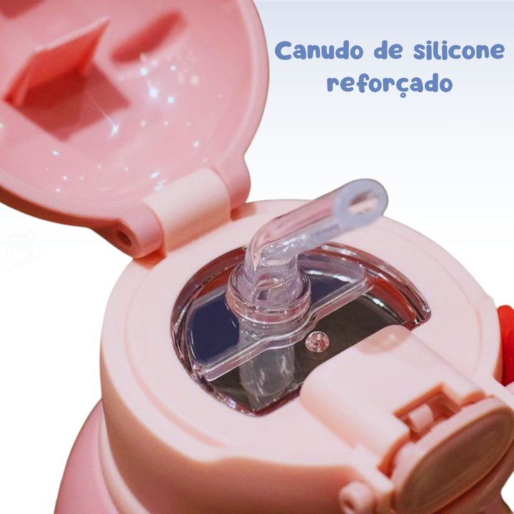 Garrafa térmica infantil com canudo e alça 520ml