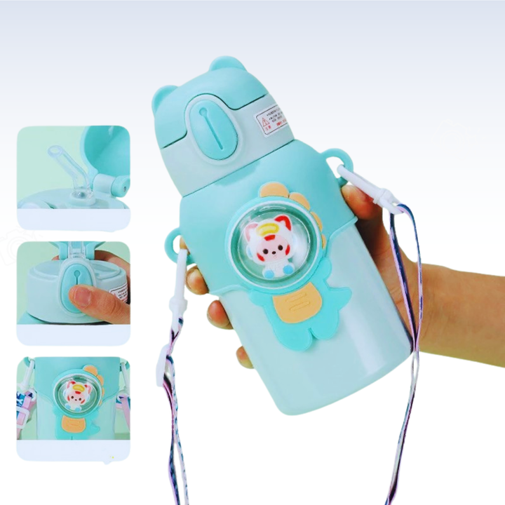 Garrafa térmica infantil com canudo e alça 520ml