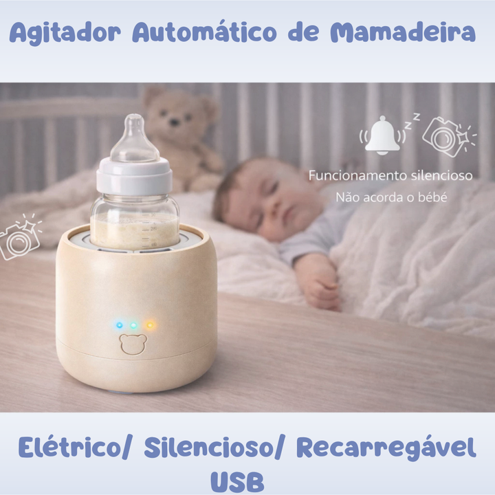 Agitador Automático de Mamadeira Elétrico Silencioso Recarregável USB