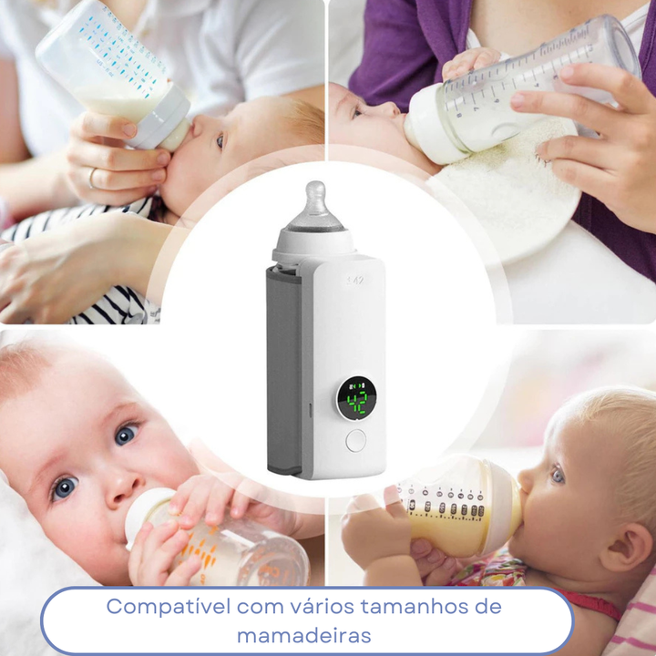 Aquecedor de Leite Portátil para Mamadeiras – USB Recarregável/6 níveis de temperatura