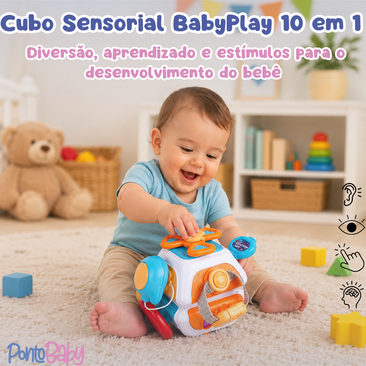 Cubo Sensorial Interativo 10 em 1 para Bebês