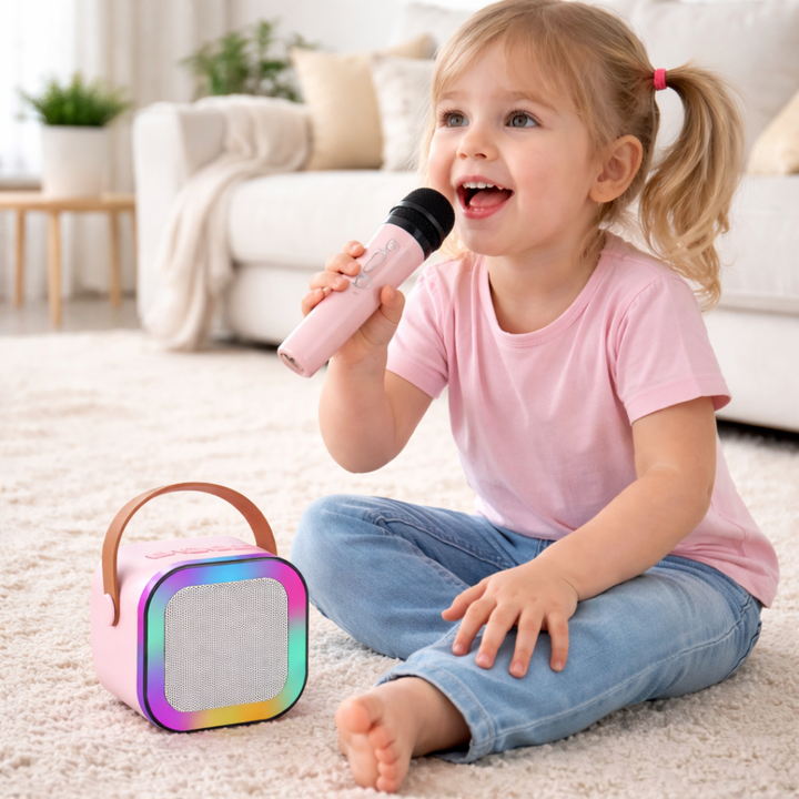 Caixa de Som Infantil – Karaokê Portátil com Microfones