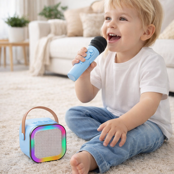 Caixa de Som Infantil – Karaokê Portátil com Microfones