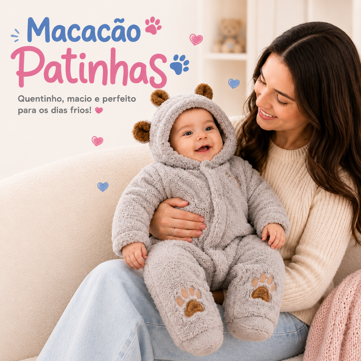 Macacão Patinhas-Plush Térmico para Bebê