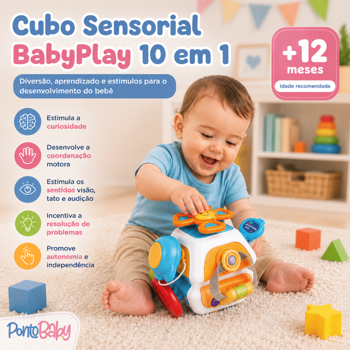 Cubo Sensorial Interativo 10 em 1 para Bebês