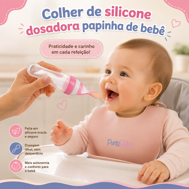Colher de silicone dosadora papinha de bebê
