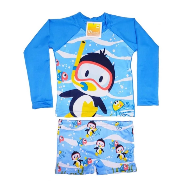 Conjunto Menino UV 50 – Camisa e Sunga Para Praia e Piscina