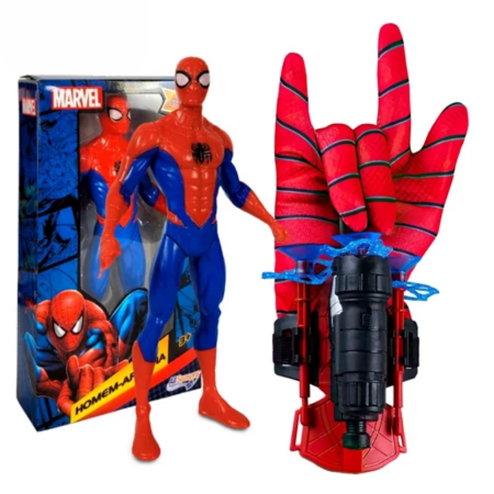 Brinquedo Infantil Lançador De Teia dardos +Boneco Do Homem Aranha