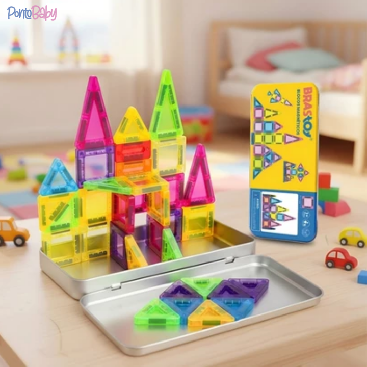 Mini Blocos Magnéticos de Construção – Kit Infantil 38 Peças