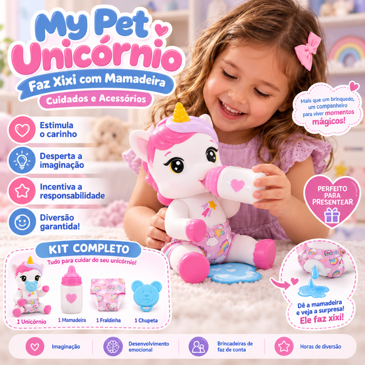 Boneca My Pet Unicórnio – Faz Xixi com Mamadeira e Acessórios