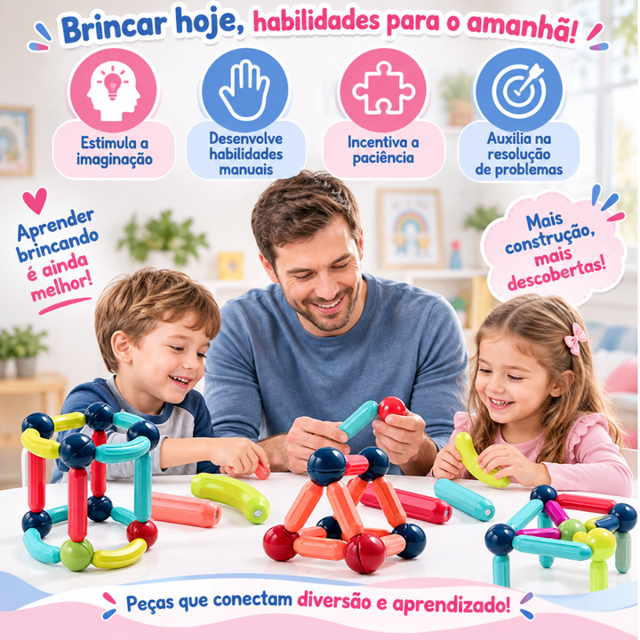 Blocos Magnéticos | Construções 3D Criativas Para Crianças