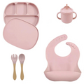 Kit Alimentação de Silicone Infantil Prato com Tampa - 5 pçs