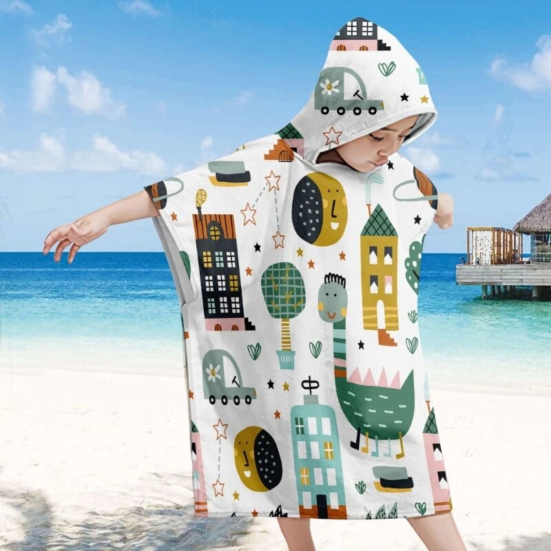 Children's beach towel with hood