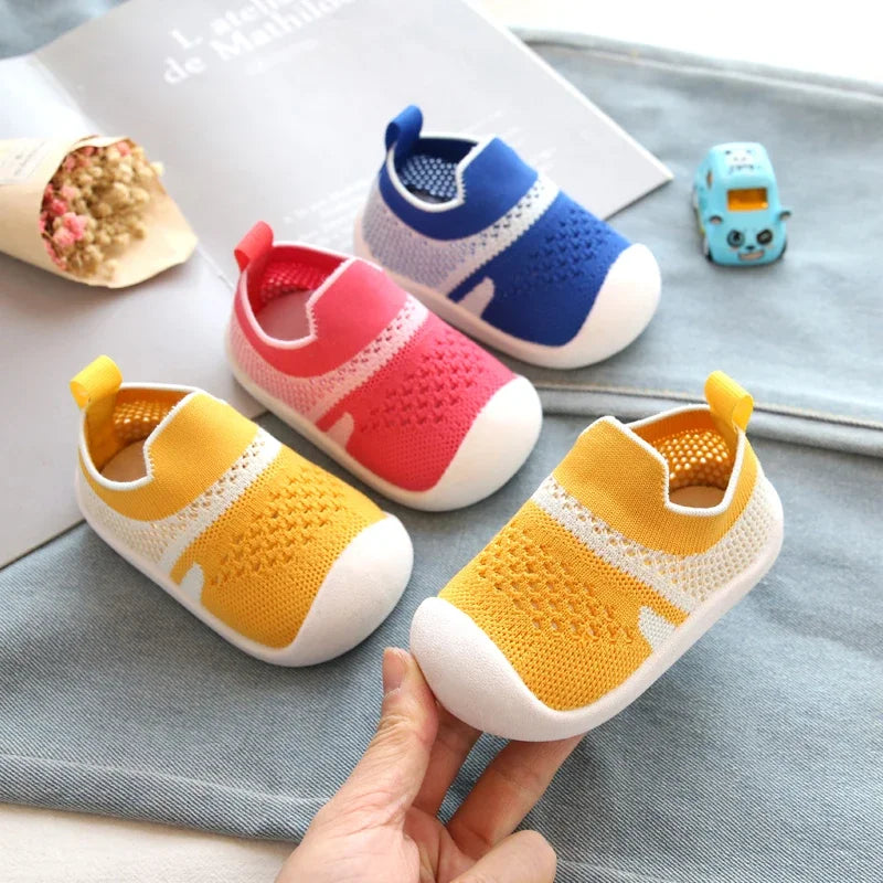 Baby Summer Sock Sneakers with Rubber Sole, Flexible and Non-Slip