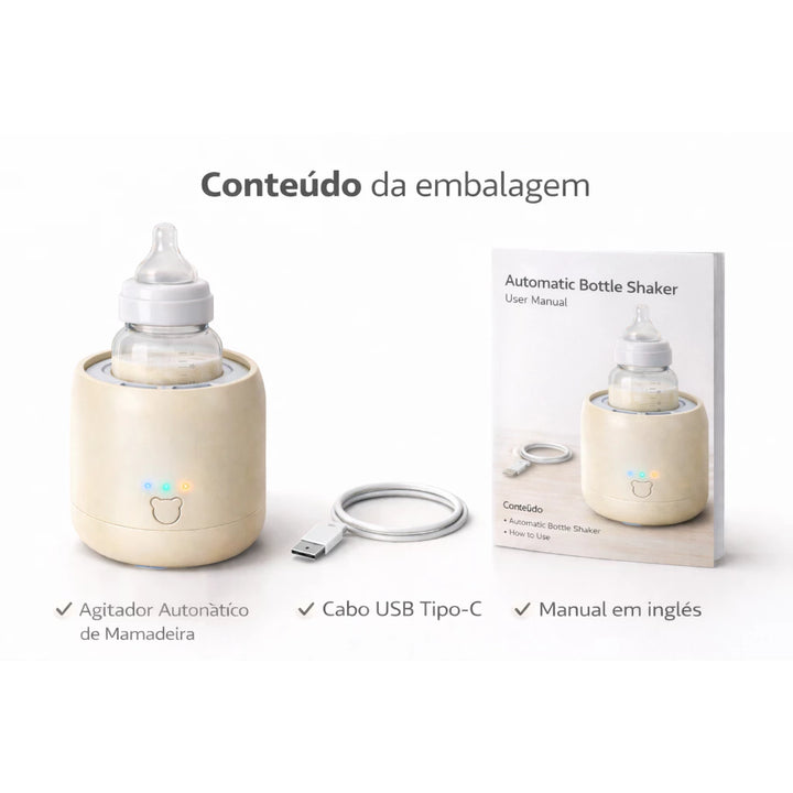 Agitador Automático de Mamadeira Elétrico Silencioso Recarregável USB