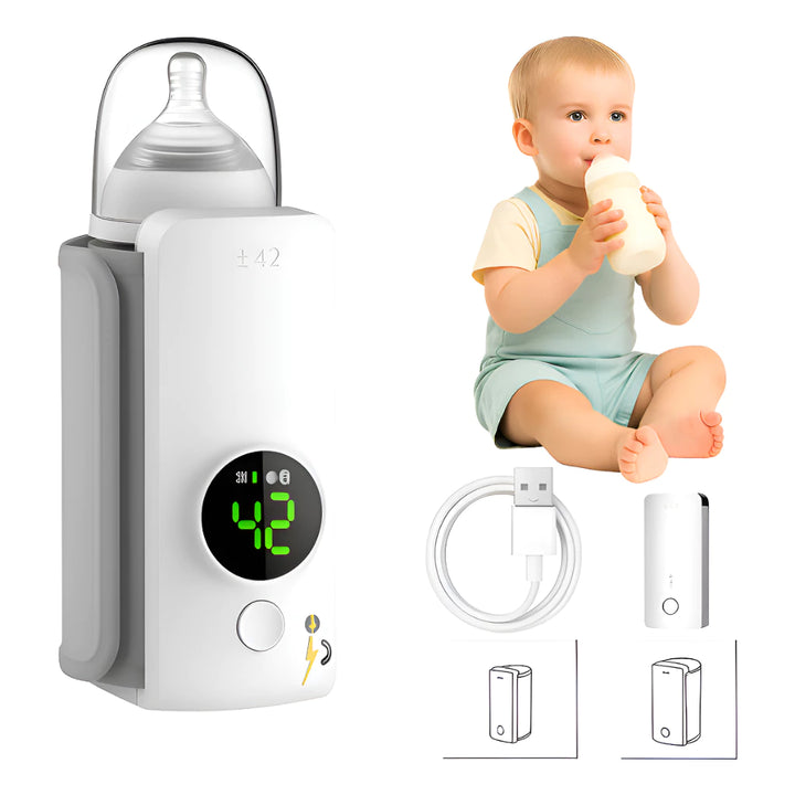 Aquecedor de Leite Portátil para Mamadeiras – USB Recarregável/6 níveis de temperatura
